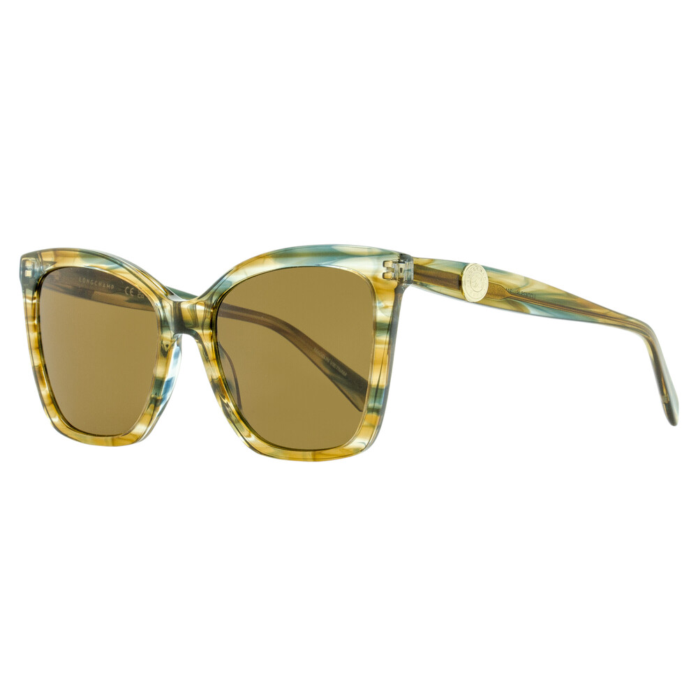 Longchamp Square Cat Eye Sunglasses LO742SN 211 Striped Brown/Petrol 54mm
